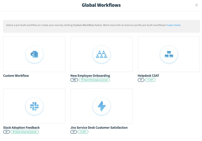 Global Workflows Menu